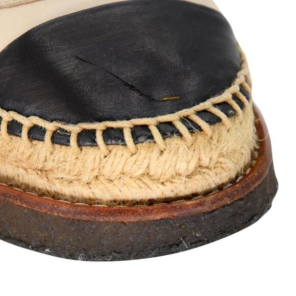 Chanel Espadrille 37 Lambskin Leather Rubber Platform CC Flats CC-0707N-0016 - Picture 9 of 10